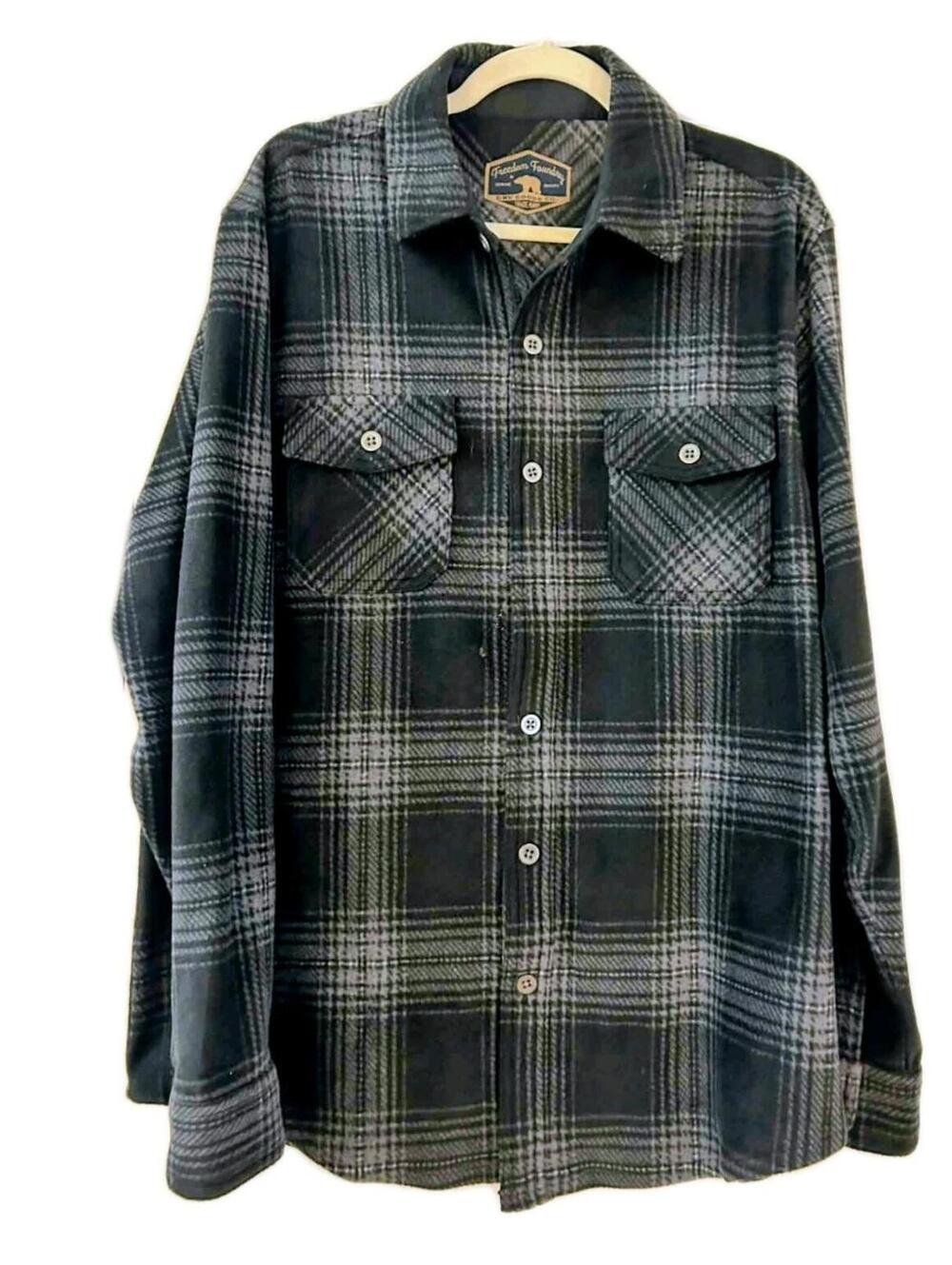 Freedom Foundry Men's Shirt Jacket Gray Plaid Outdoor Size M Button Up